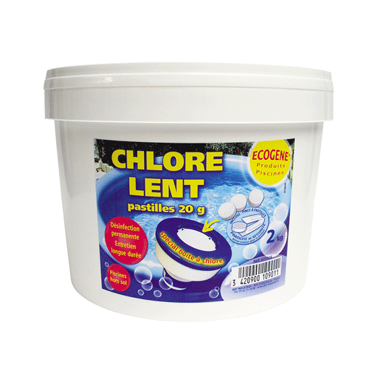 Pastilles chlore lent 20g pour piscine et spa